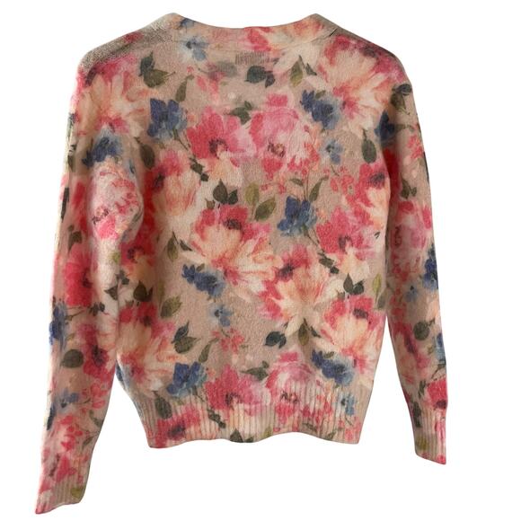 Bartolini Made In Italy Mohair Alpaca Blend Floral Cardigan Sweater Large - Picture 2 of 6